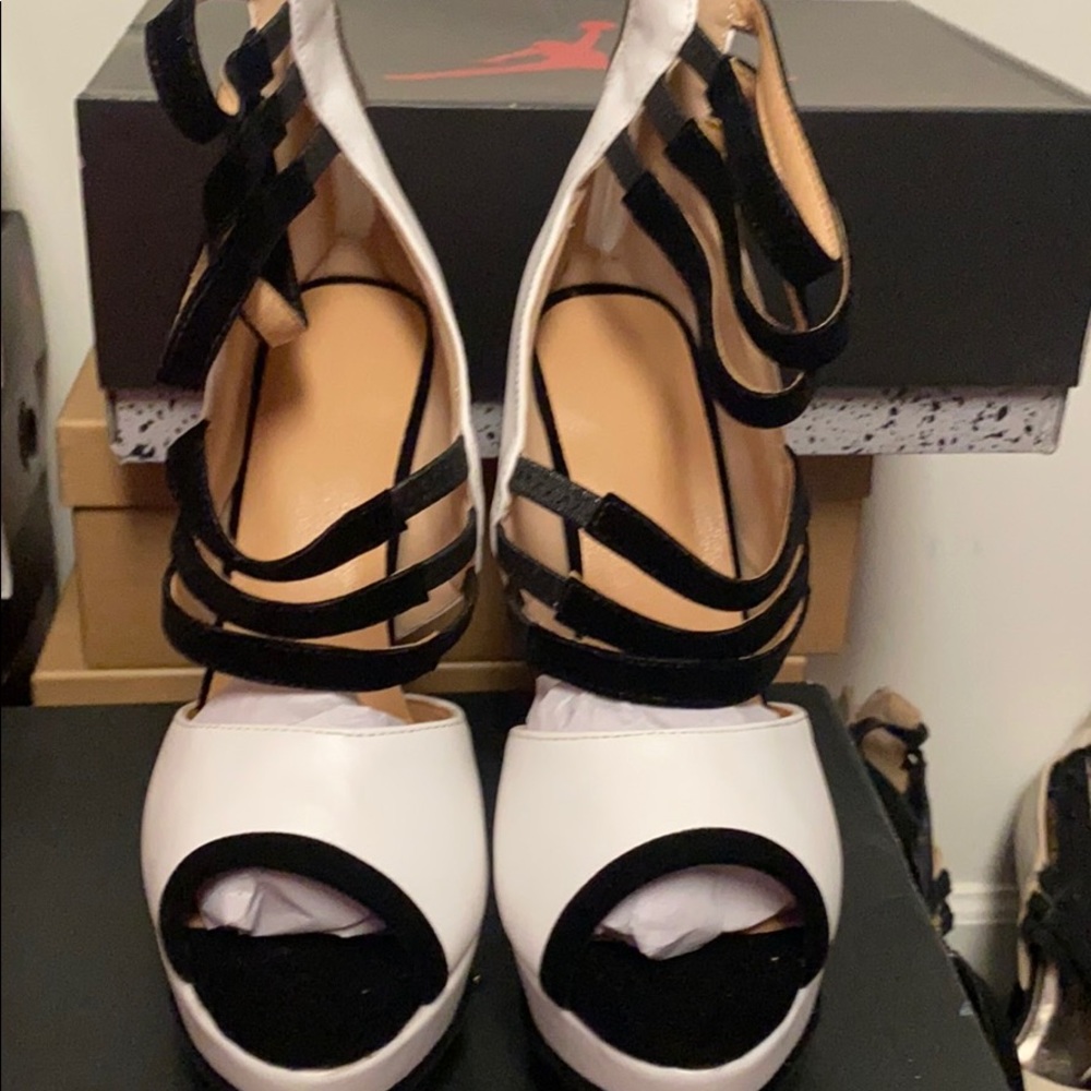 Black and white heels